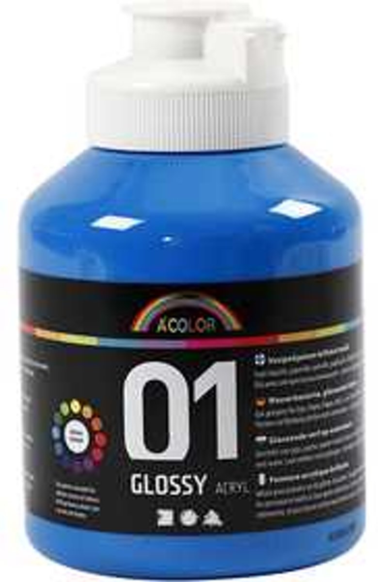 A-Color acrylverf, primair blauw, 01 - glossy, 500ml [HOB-32008]